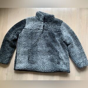 Fuzzy Gray Quarter Zip Sweater - Oversized Fit